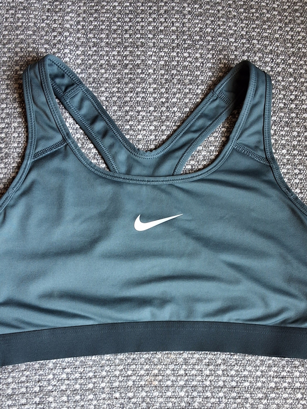 Nike Women's Teal Racerback Sports Bra with White Swoosh